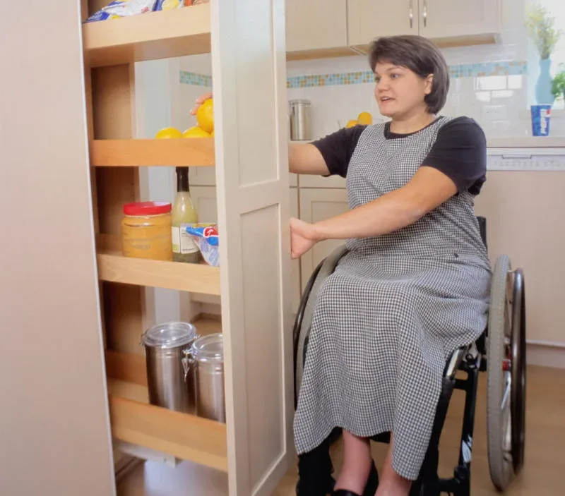 woman living in an accessibility enhanced home.